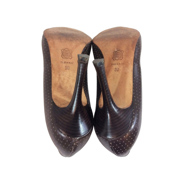 Gianni Milanesi Heels Women EU 39 US 8.5 Brown Pointed Slip On Leather Pumps - Picture 7 of 8